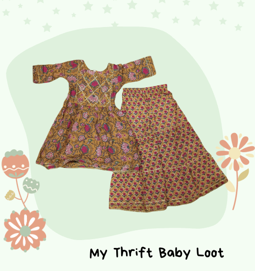 Preloved girls cotton sharara set (3-4 years)